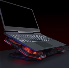 Podsvícená chladící podložka pod notebook Marvo FN-41, 2-portový hub - černo-červená (PC)