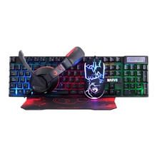 Herní sada s klávesnicí, myší, podložkou a sluchátky Marvo CM409 CZ/SK, LED, USB - černá (PC)