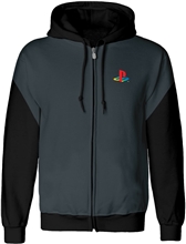 Pánská mikina s kapucí na zip Playstation: Classic Logo (2XL) šedá bavlna