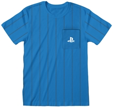 Unisex tričko Playstation: Striped Pocket Logo (S) modrá bavlna
