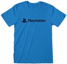Unisex tričko Playstation: Black Logo (L) modrá bavlna