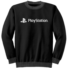Pánské triko s dlouhým rukávem Playstation: White Logo (M) černá bavlna