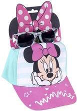 Dětská kšiltovka se slunečními brýlemi Disney Minnie Mouse: Úsměv (obvod 53 cm) tyrkysová polyester