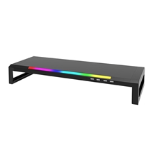 Podstavec pod monitor, DZ-01, 4x USB Hub 2.0, černý, plast, 20 kg nosnost, Marvo, Rainbow podsvícení