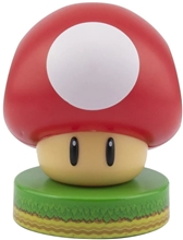 Dekorativní svítící plastová figurka Super Mario: Houba s červeným kloboučkem (výška 10 cm)
