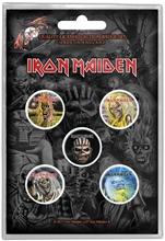 Set 5 placek - odznaků Iron Maiden: The Faces Of Eddie (průměr 2,5 cm)