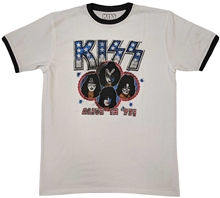 Pánské tričko Kiss: Alive In '77 (L) bílá bavlna