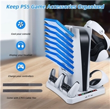 iPlay Multifunkční chladící stojan s nabíjením pro PS5 / PS VR2 ovladače - bílý (PS5)