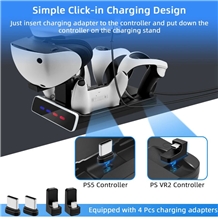 Nabíjecí stojan s LED indikátory pro PS VR2 / PS5 ovladače - černý (PS5)