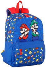 Batoh Nintendo Super Mario: Mario And Luigi (objem 19 litrů 31 x 41 x 15 cm) modrá tkanina
