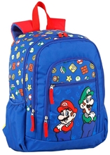 Školní batoh Nintendo Super Mario: Mario And Luigi (objem 19 litrů 30 x 40 x 16 cm) modrá tkanina