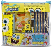 Set školních potřeby Spongebob: Squarepants (blok, gelová pera, pero, tužky, ořezávátko, pravítko, guma, zvýrazňovač, plechové pouzdro)