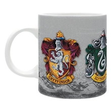 Hrnek Harry Potter - znaky bradavických kolejí (bílý)