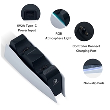 Dokovací stanice Honcam Tri-Protection Safety Dual Controller Charger - RGB Version (PS5)