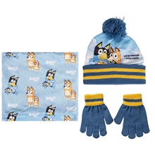 Dětská zimní sada Bluey - čepice, rukavice a nákrčník