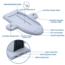 Multifunkční dokovací stanice DOBE RGB Cooling Charging Dock pro PS5 Slim - bílá (PS5)