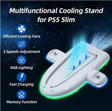 Multifunkční dokovací stanice DOBE RGB Cooling Charging Dock pro PS5 Slim - bílá (PS5)
