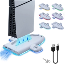 Multifunkční dokovací stanice DOBE RGB Cooling Charging Dock pro PS5 Slim - bílá (PS5)