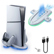 Multifunkční dokovací stanice DOBE RGB Cooling Charging Dock pro PS5 Slim - bílá (PS5)