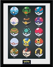 Zarámovaný plakát Pokemon Pokeballs (30x40)