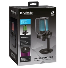 Defender streamovací mikrofon IMPULSE GMC 600, RGB podsvícení - černý