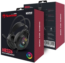Marvo H8326, sluchátka s mikrofonem, ovládání hlasitosti, černá