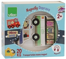 Vilac dřevěné magnetky doprava 20 ks	