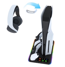 Univerzální základna chladicího ventilátoru s RGB světly, nabíječkou ovladače a držákem na náhlavní soupravu pro PS5 Slim (PS5)	