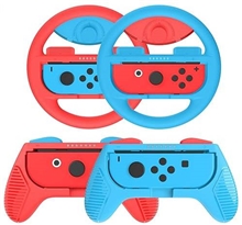 Joycon Grip & Wheel 4 in 1 - modrý a červený (SWITCH)
