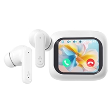 SBOX bezdrátová sluchátka, dobíjecí box, dotykový displej, ANC, Bluetooth 5.4, bílá (EB-TWS08-W)