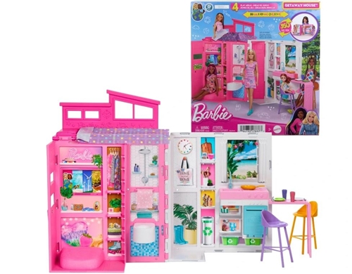Barbie sada skládací přenosný letní domek Getaway + doplňky