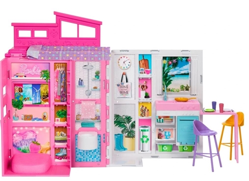 Barbie sada skládací přenosný letní domek Getaway + doplňky