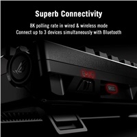 ASUS klávesnice ROG Azoth 96 HE, Mechanická, Bezdrátová, BT, RF 2.4GHz, US, černá